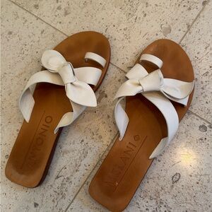 White Bow Slide Sandals
